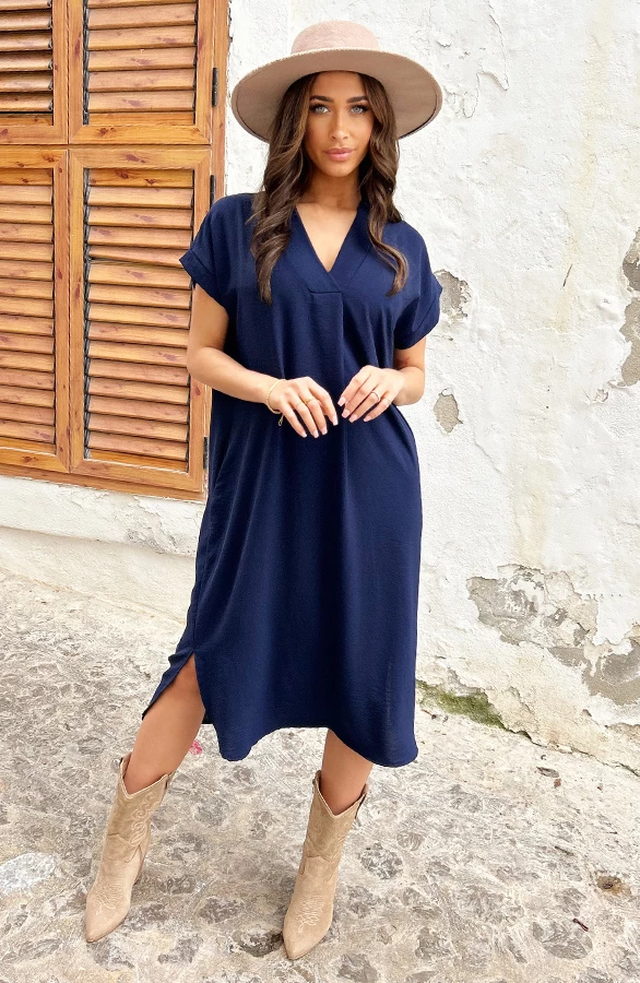 Palermo Pocket Jurk Marine 5 Palermo Pocket Jurk Marine - Afbeelding 3