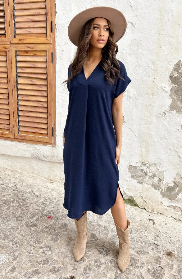 Palermo Pocket Jurk Marine 6 Palermo Pocket Jurk Marine - Afbeelding 4