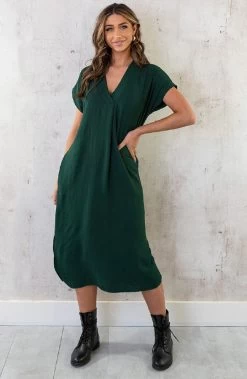 Palermo Pocket Jurk Smaragd -Kleding Promotie Winkel Palermo Pocket Jurk Smaragd 5 586x900 2