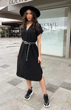 Palermo Pocket Jurk Zwart -Kleding Promotie Winkel Palermo Pocket Jurk Zwart 2 586x900 1