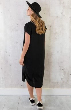 Palermo Pocket Jurk Zwart -Kleding Promotie Winkel Palermo Pocket Jurk Zwart 7 586x900 2