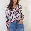 Panterprint Blouse Ecru Roze -Kleding Promotie Winkel Panterprint Blouse Ecru Roze 2 586x900 1
