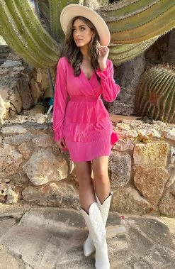 Plisse Laagjes Jurk Fuchsia -Kleding Promotie Winkel Plisse Laagjes Jurk Fuchsia 2 586x900 1