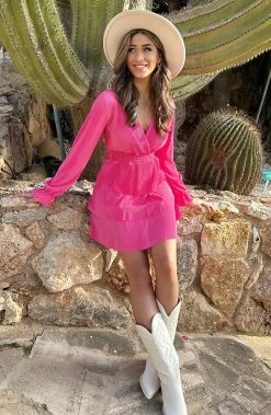 Hoge Cowboyboots Beige 16 Hoge Cowboyboots Beige -Kleding Promotie Winkel Plisse Laagjes Jurk Fuchsia 3 586x900 2