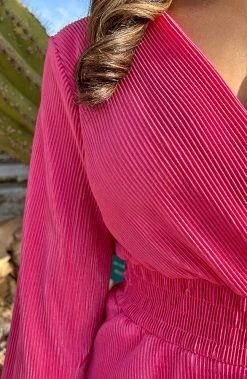 Plisse Laagjes Jurk Fuchsia -Kleding Promotie Winkel Plisse Laagjes Jurk Fuchsia close 586x900 1