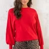 Pofmouwen Trui Rood -Kleding Promotie Winkel Pofmouwen Trui Rood 1 586x900 1