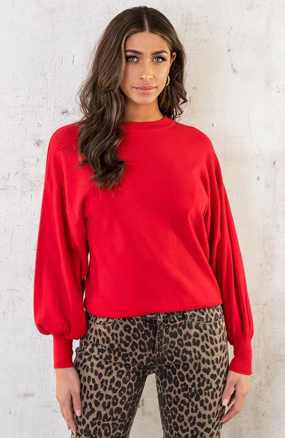 Pofmouwen Trui Rood 3 Pofmouwen Trui Rood