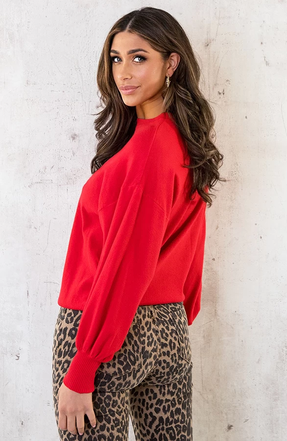 Pofmouwen Trui Rood 6 Pofmouwen Trui Rood - Afbeelding 4