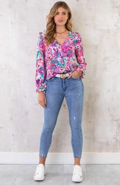 Print Blouse Floral Paars -Kleding Promotie Winkel Print Blouse Floral Paars 2 586x900 1