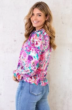 Print Blouse Floral Paars -Kleding Promotie Winkel Print Blouse Floral Paars 5 586x900 1