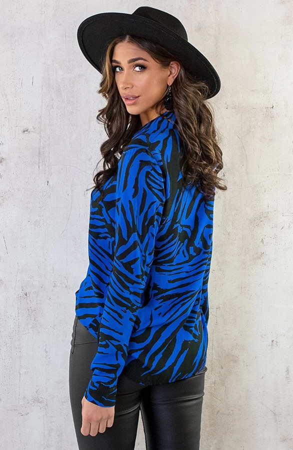 Print Blouse Zebra Kobalt 6 Print Blouse Zebra Kobalt - Afbeelding 4