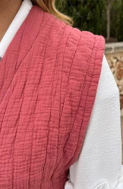 Quilted Gilet Katoen Dust Roze -Kleding Promotie Winkel Quilted Gilet Katoen Dust Roze 1 586x900 1