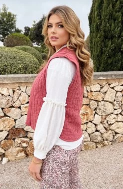 Quilted Gilet Katoen Dust Roze -Kleding Promotie Winkel Quilted Gilet Katoen Dust Roze 2 586x900 1