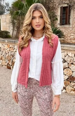 Quilted Gilet Katoen Dust Roze