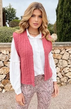 Flared Broek Bloemen Creme Roze -Kleding Promotie Winkel Quilted Gilet Katoen Dust Roze 4 586x900 2