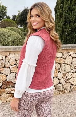 Quilted Gilet Katoen Dust Roze -Kleding Promotie Winkel Quilted Gilet Katoen Dust Roze 5 586x900 2