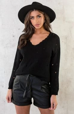 Raw Damaged Trui Zwart -Kleding Promotie Winkel Raw Damaged Trui Zwart 1 586x900 2