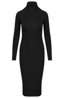 Ribstof Jurk Met Col Zwart -Kleding Promotie Winkel Ribstof Jurk Met Col Zwart 586x900 1