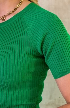 Ribstof Midi Jurk Bright Green -Kleding Promotie Winkel Ribstof Midi Jurk Bright Green 4 586x900 1