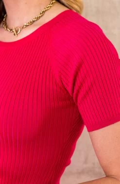 Ribstof Midi Jurk Fuchsia 12 Ribstof Midi Jurk Fuchsia -Kleding Promotie Winkel Ribstof Midi Jurk Fuchsia 2 586x900 1