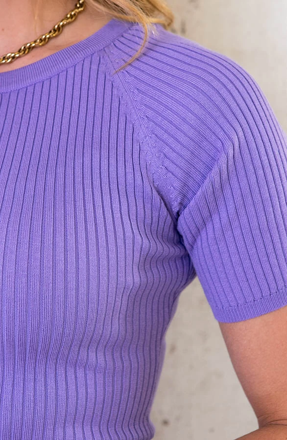 Ribstof Midi Jurk Lila 7 Ribstof Midi Jurk Lila - Afbeelding 5