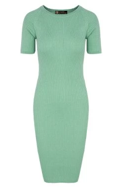 Ribstof Midi Jurk Mint -Kleding Promotie Winkel Ribstof Midi Jurk Mint 586x900 1