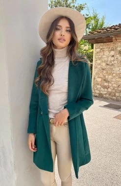 Coltrui Dames Beige -Kleding Promotie Winkel Ribstof Trenchcoat Smaragd 6 586x900 1