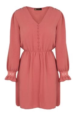 Romantic Lace Dress Dust Pink -Kleding Promotie Winkel Romantic Lace Dress Dust Pink 586x900 1