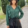 Ruffle V-hals Blouse Smaragd 2 Ruffle V-hals Blouse Smaragd -Kleding Promotie Winkel Ruffle V hals Blouse Smaragd 2 586x900 1