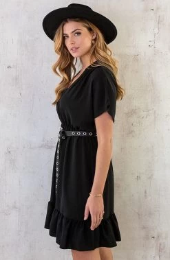 Sicily V-neck Dress Black 21 Sicily V-neck Dress Black -Kleding Promotie Winkel Sicily V neck Dress Black 1 586x900 2