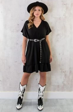 Sicily V-neck Dress Black 23 Sicily V-neck Dress Black -Kleding Promotie Winkel Sicily V neck Dress Black 4 586x900 2