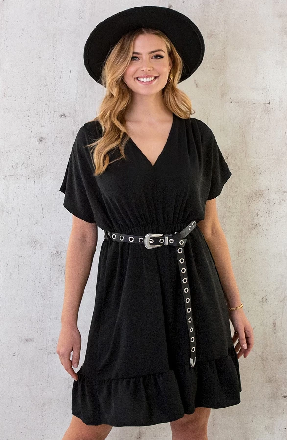 Sicily V-neck Dress Black 10 Sicily V-neck Dress Black - Afbeelding 8
