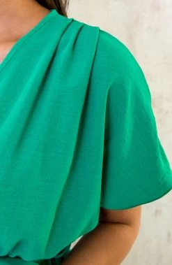 Sicily V-neck Dress Bright Green -Kleding Promotie Winkel Sicily V neck Dress Bright Green 586x900 1