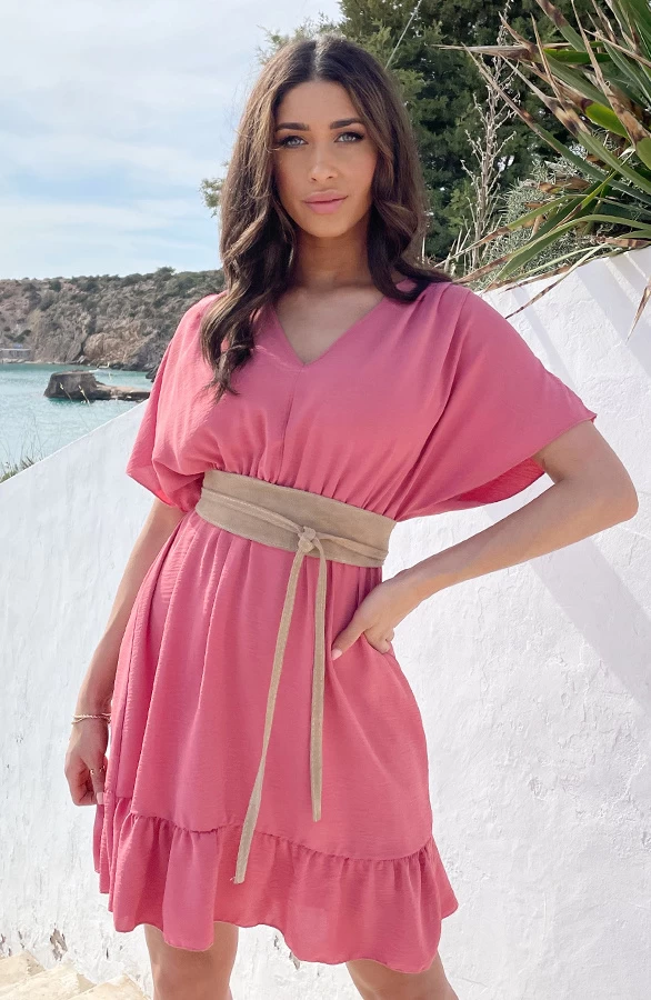 Sicily V-neck Dress Dust Pink 3 Sicily V-neck Dress Dust Pink