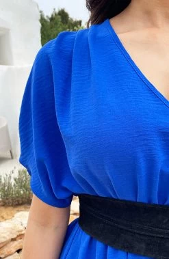 Sicily V-neck Dress Kobalt -Kleding Promotie Winkel Sicily V neck Dress Kobalt 1 586x900 1