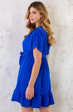 Sicily V-neck Dress Kobalt -Kleding Promotie Winkel Sicily V neck Dress Kobalt 1 586x900 2