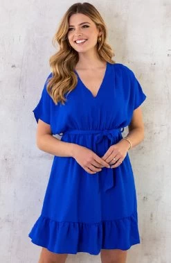 Sicily V-neck Dress Kobalt -Kleding Promotie Winkel Sicily V neck Dress Kobalt 4 586x900 2