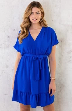 Sicily V-neck Dress Kobalt -Kleding Promotie Winkel Sicily V neck Dress Kobalt 5 586x900 2
