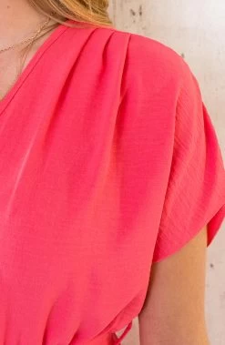 Sicily V-neck Dress Koraal -Kleding Promotie Winkel Sicily V neck Dress Koraal 586x900 1