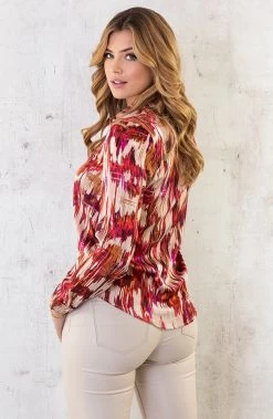 Silk Blouse Print Rood -Kleding Promotie Winkel Silk Blouse Print Rood 3 586x900 1