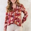 Silk Blouse Print Rood -Kleding Promotie Winkel Silk Blouse Print Rood 4 586x900 1