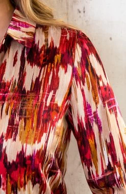 Silk Blouse Print Rood -Kleding Promotie Winkel Silk Blouse Print Rood 5 586x900 1