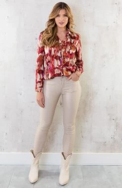 Silk Blouse Print Rood -Kleding Promotie Winkel Silk Blouse Print Rood 6 586x900 1