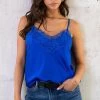 Silk Lace Spaghetti Top Kobalt