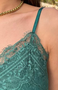 Silk Lace Spaghetti Top Smaragd -Kleding Promotie Winkel Silk Lace Spaghetti Top Smaragd close 586x900 1