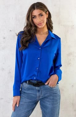 Silk Oversized Blouse Kobalt