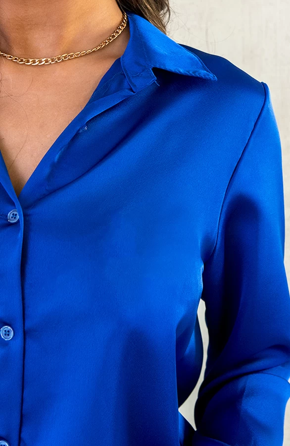 Silk Oversized Blouse Kobalt 8 Silk Oversized Blouse Kobalt - Afbeelding 6