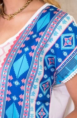 Silk Top Aztec Print Kobalt 11 Silk Top Aztec Print Kobalt -Kleding Promotie Winkel Silk Top Aztec Print Kobalt 2 586x900 1