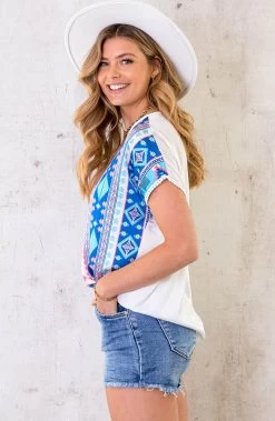 Silk Top Aztec Print Kobalt 9 Silk Top Aztec Print Kobalt -Kleding Promotie Winkel Silk Top Aztec Print Kobalt 4 586x900 1