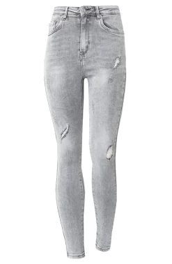 Skinny High Waisted Jeans Grijs -Kleding Promotie Winkel Skinny High Waisted Jeans Grijs 586x900 3